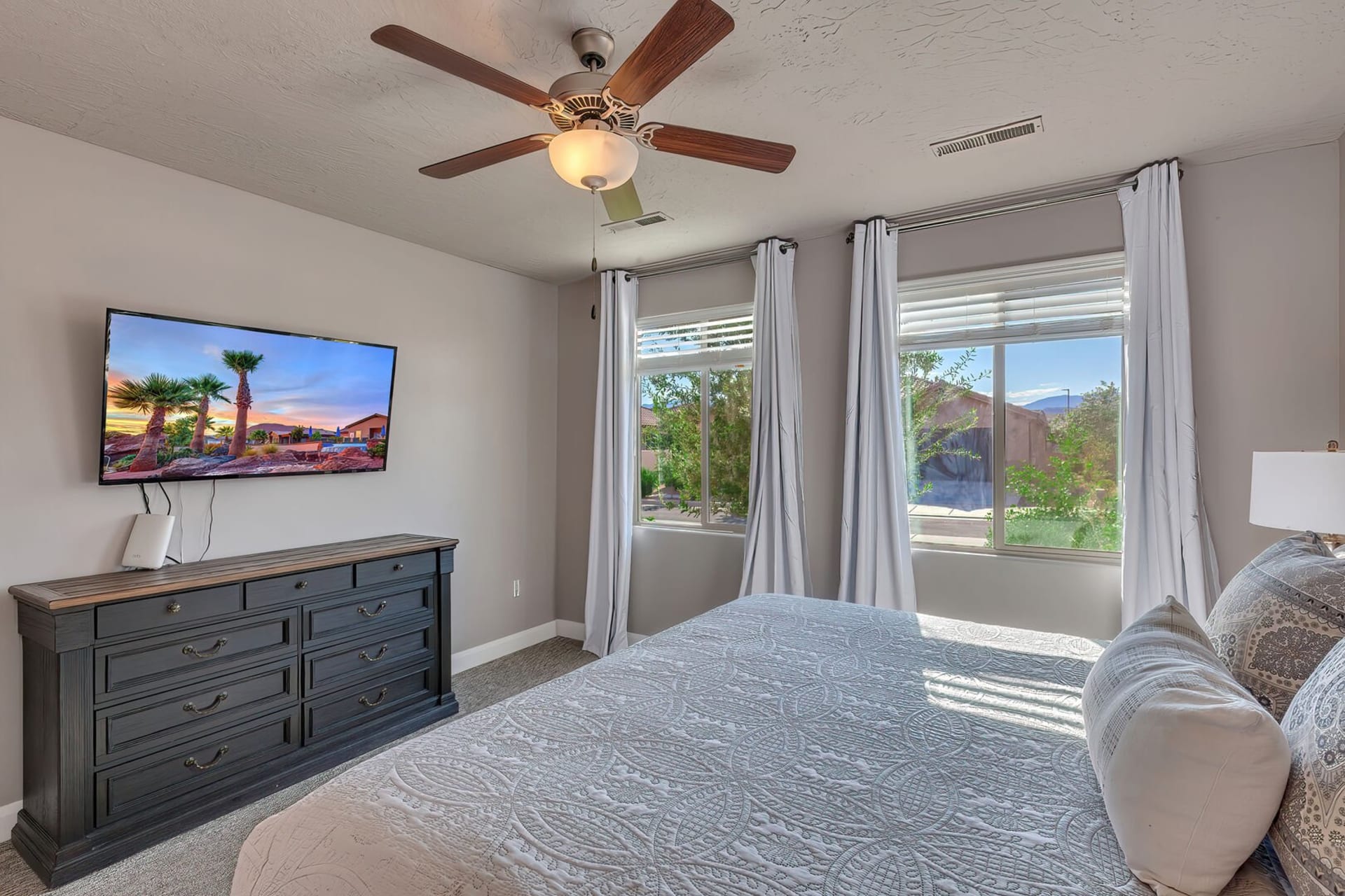 Bedroom at Sunshine Suites, a 7-bedroom vacation rental near Zion