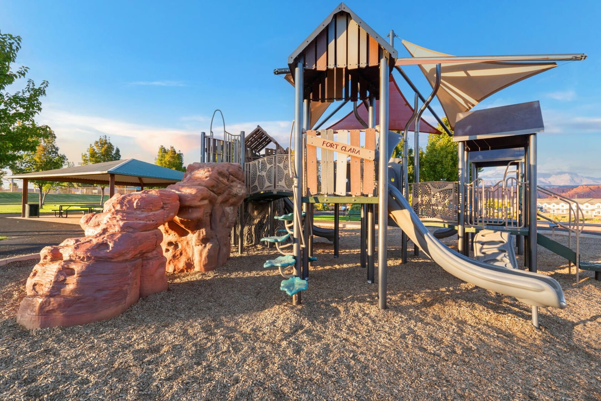Kid's Cove play house and splash pad at Paradise Village resort